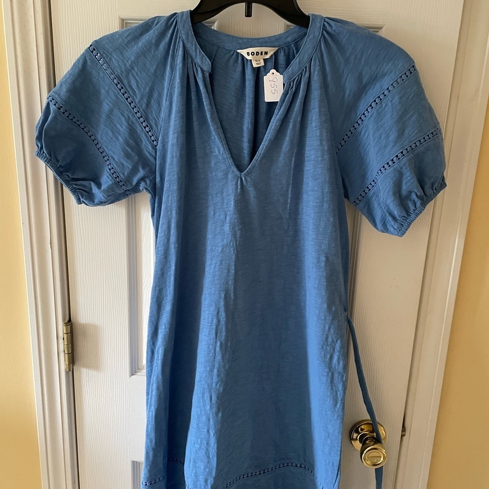 Boden Women’s Blue Tie Waist Dress US 6 (UK 10R) Short Sleeve Cottagecore 💙